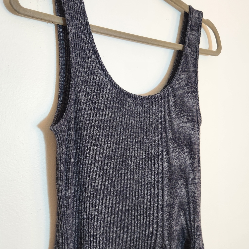 Daily Ritual Charcoal Gray Ribbed Knit Midi Dress Size Medium - Picture 4 of 10